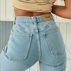 High waist real denim jeans